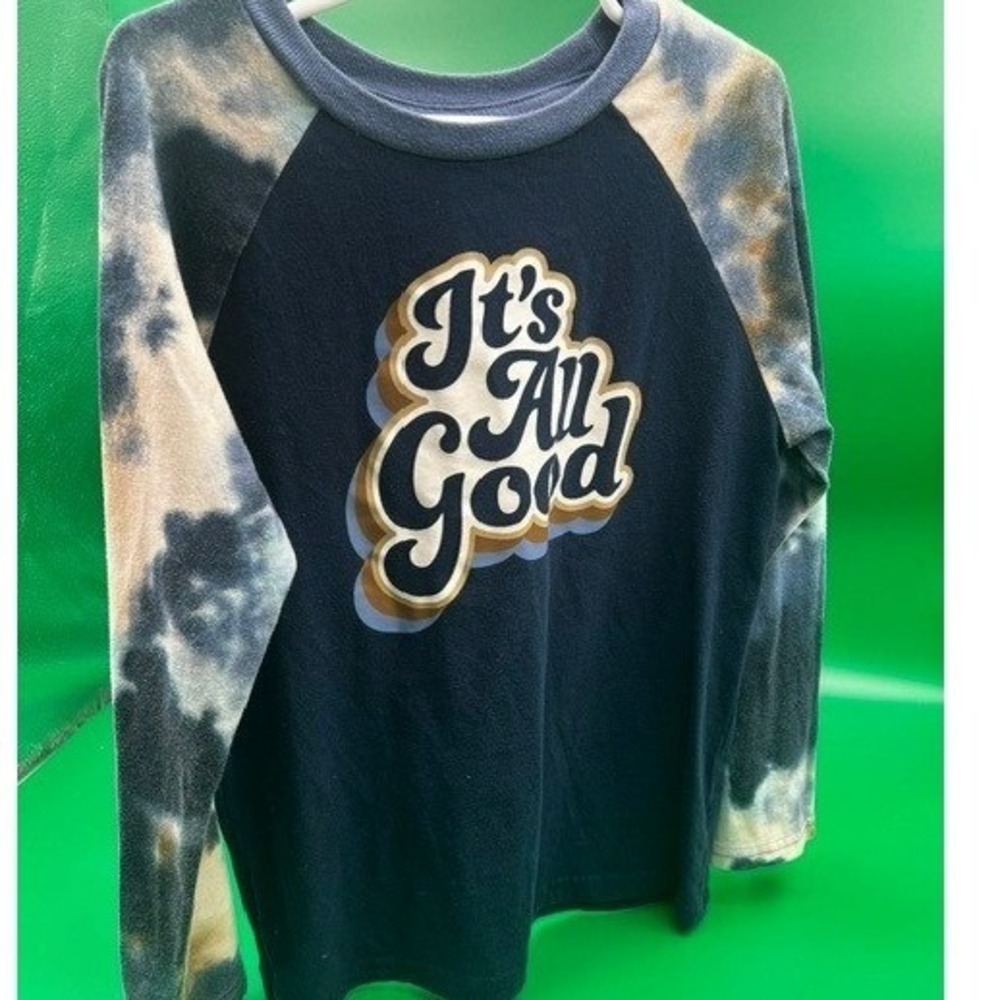Garanimals Raglan T-Shirt Kids Size 8 Navy Blue It's All Good Tie-Dye Sleeves